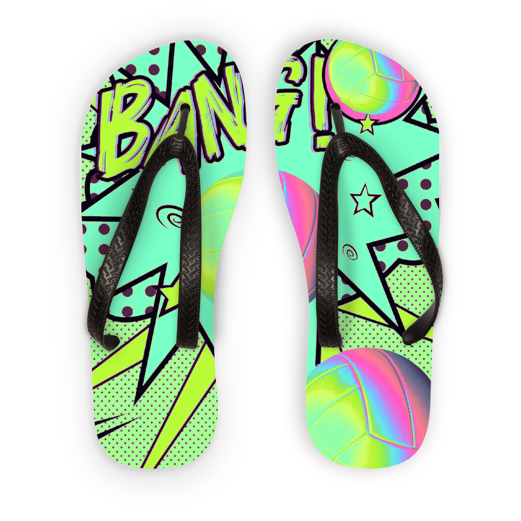 "Volley Ball Color me Bold" Adult Flip Flops - IAKAM