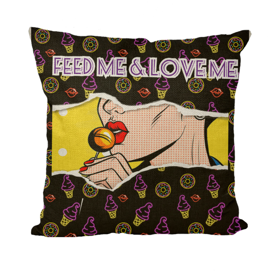 Feed Me Love Me Throw Pillows - IAKAM