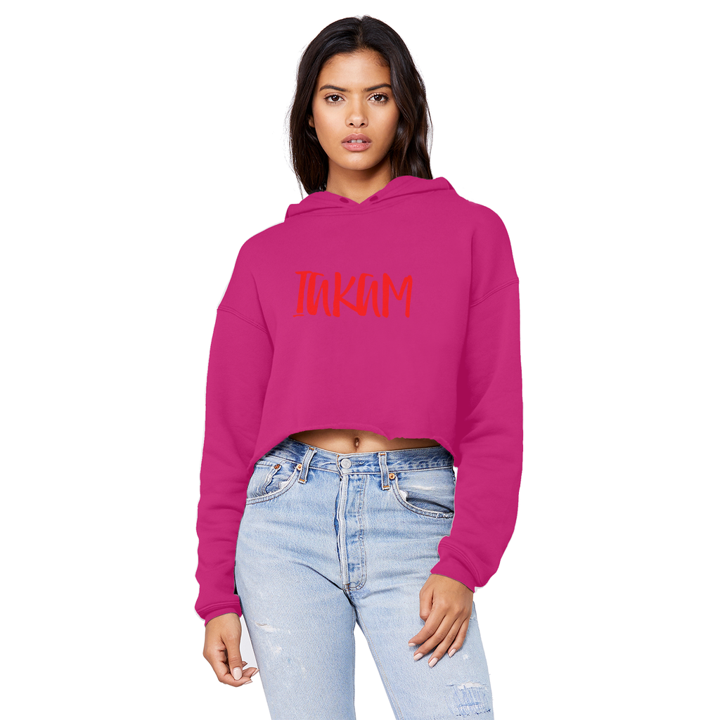 IAKAM Red Unisex Cropped Raw Edge Boyfriend Hoodie - IAKAM