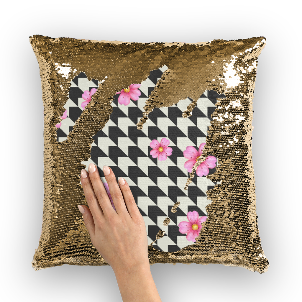 FLOWER PAT Sequin Cushion Cover - IAKAM
