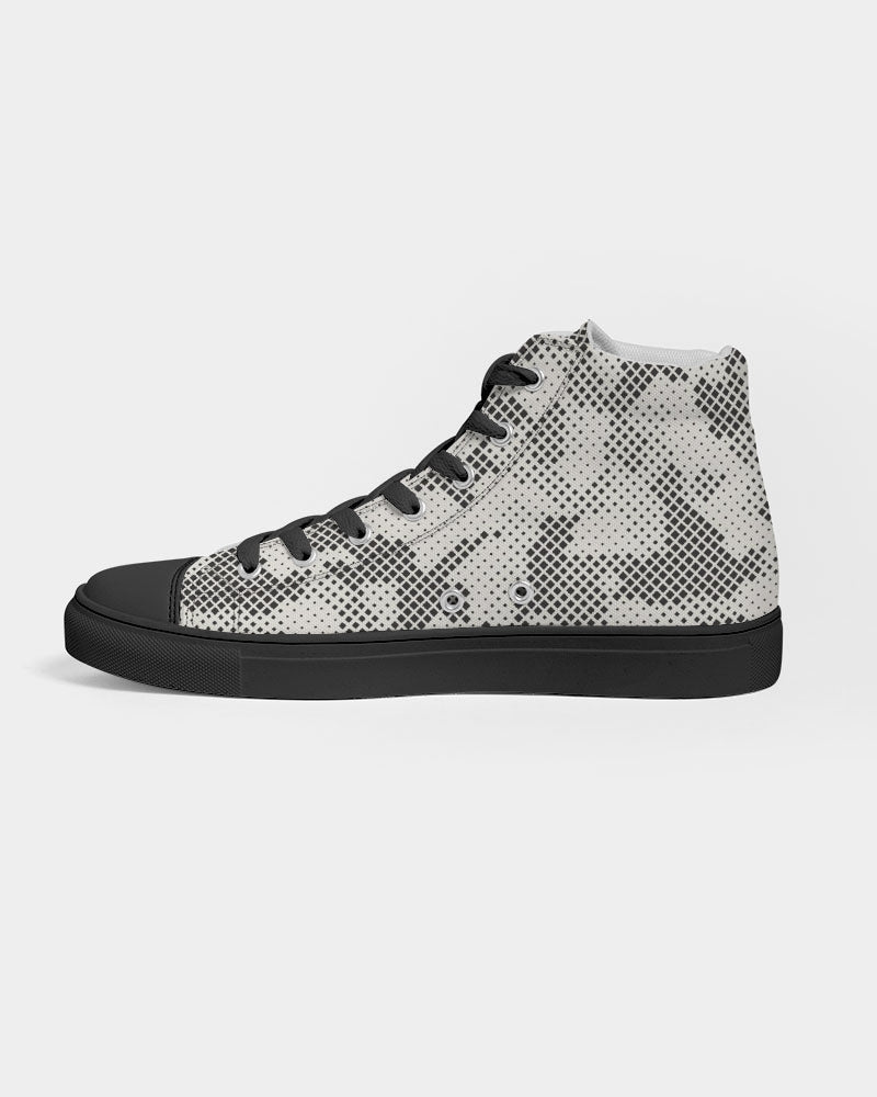 Diamond Camo Men's Hightop Canvas Shoe - Black - IAKAM