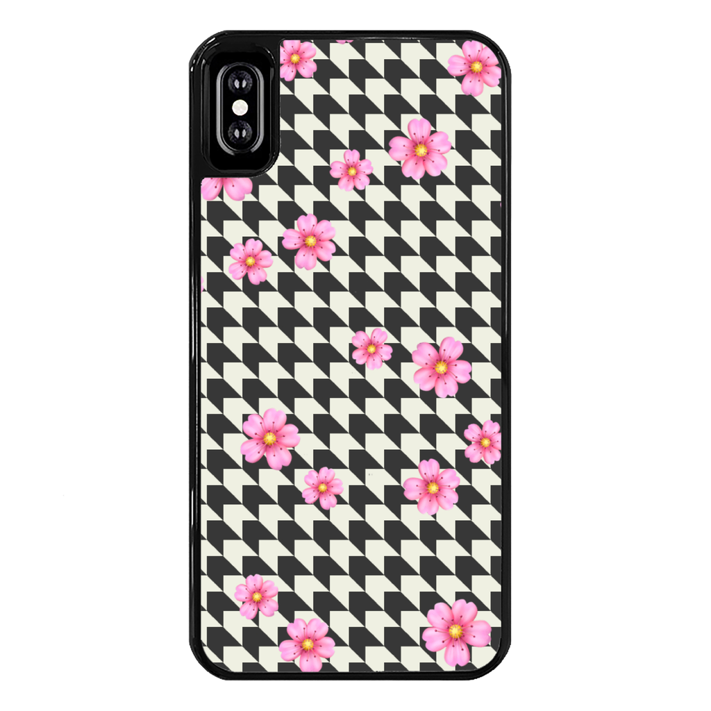 FLOWER PAT Back Printed Black Hard Phone Case - IAKAM