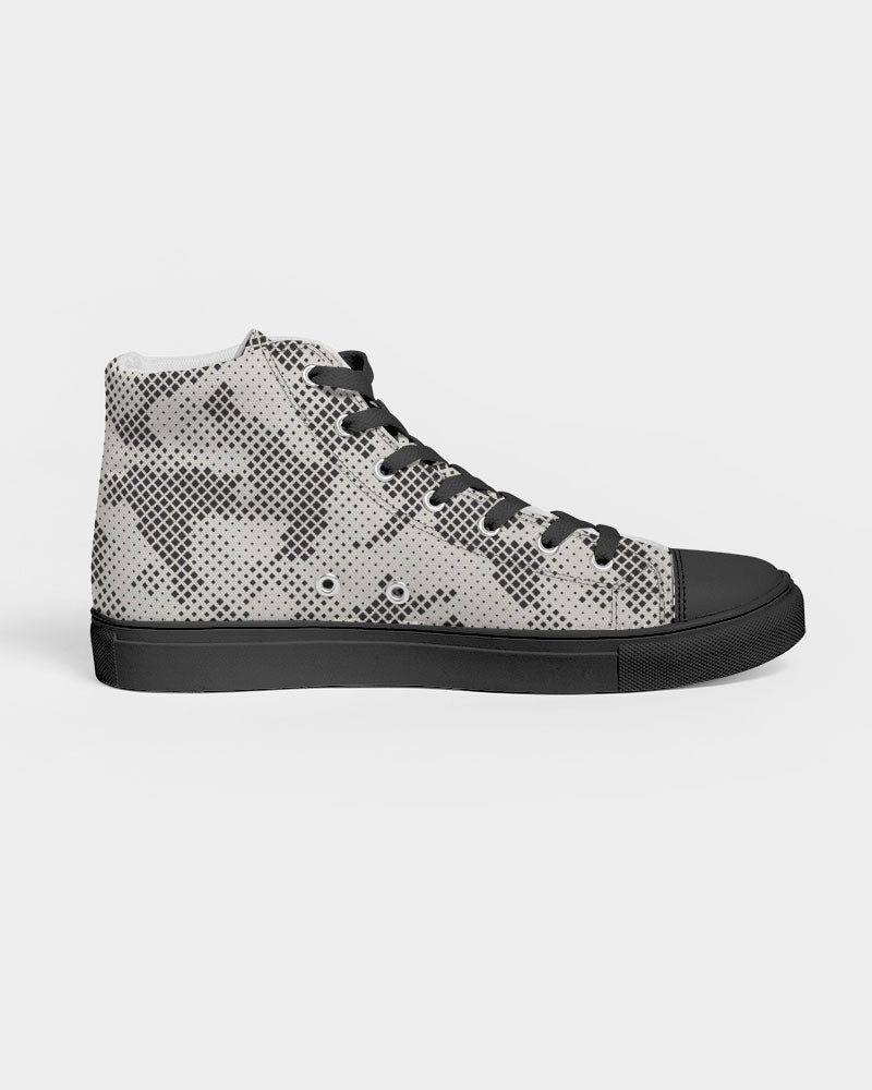 Diamond Camo Men's Hightop Canvas Shoe - Black - IAKAM