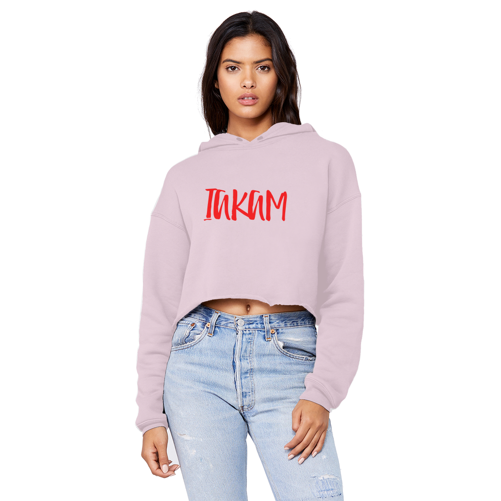 IAKAM Red Unisex Cropped Raw Edge Boyfriend Hoodie - IAKAM