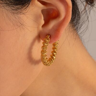 18K Gold-Plated Stainless Steel  Fashion C-Hoop Earrings - IAKAM