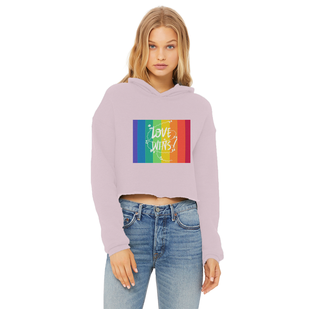 Love Wins Ladies Cropped Raw Edge Hoodie - IAKAM