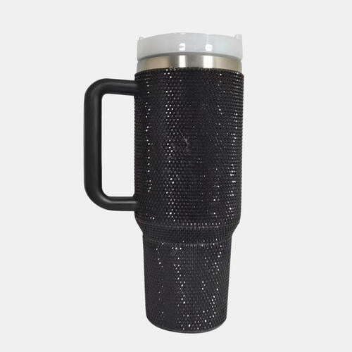 Rhinestone Stainless Steel Tumbler with Straw - IAKAM