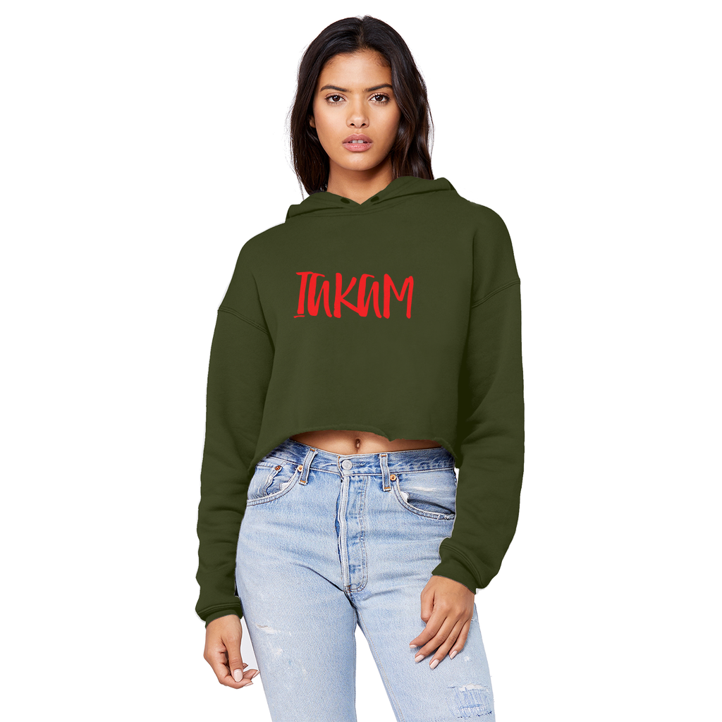 IAKAM Red Unisex Cropped Raw Edge Boyfriend Hoodie - IAKAM