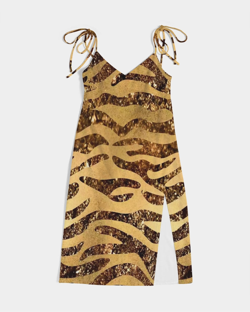 Golden Taz Women's Tie Strap Split Dress - IAKAM