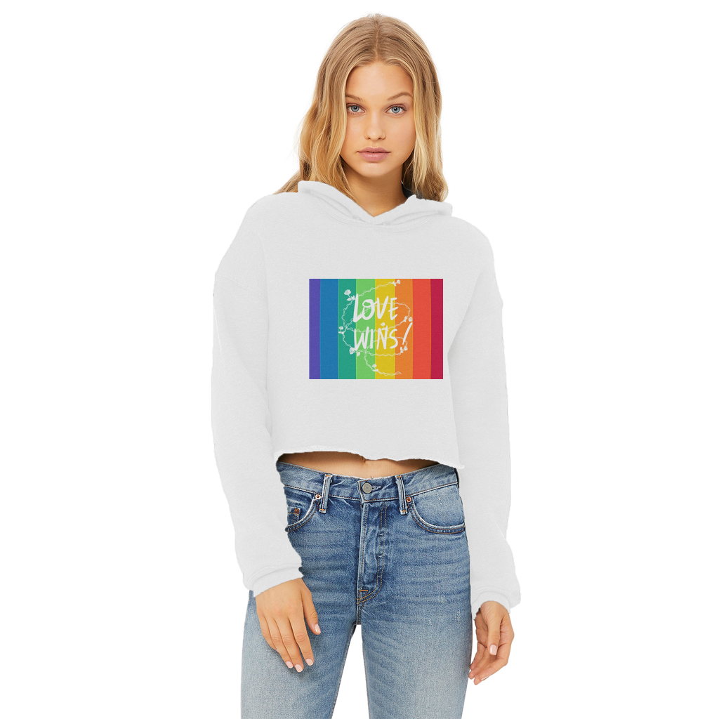 Love Wins Ladies Cropped Raw Edge Hoodie - IAKAM