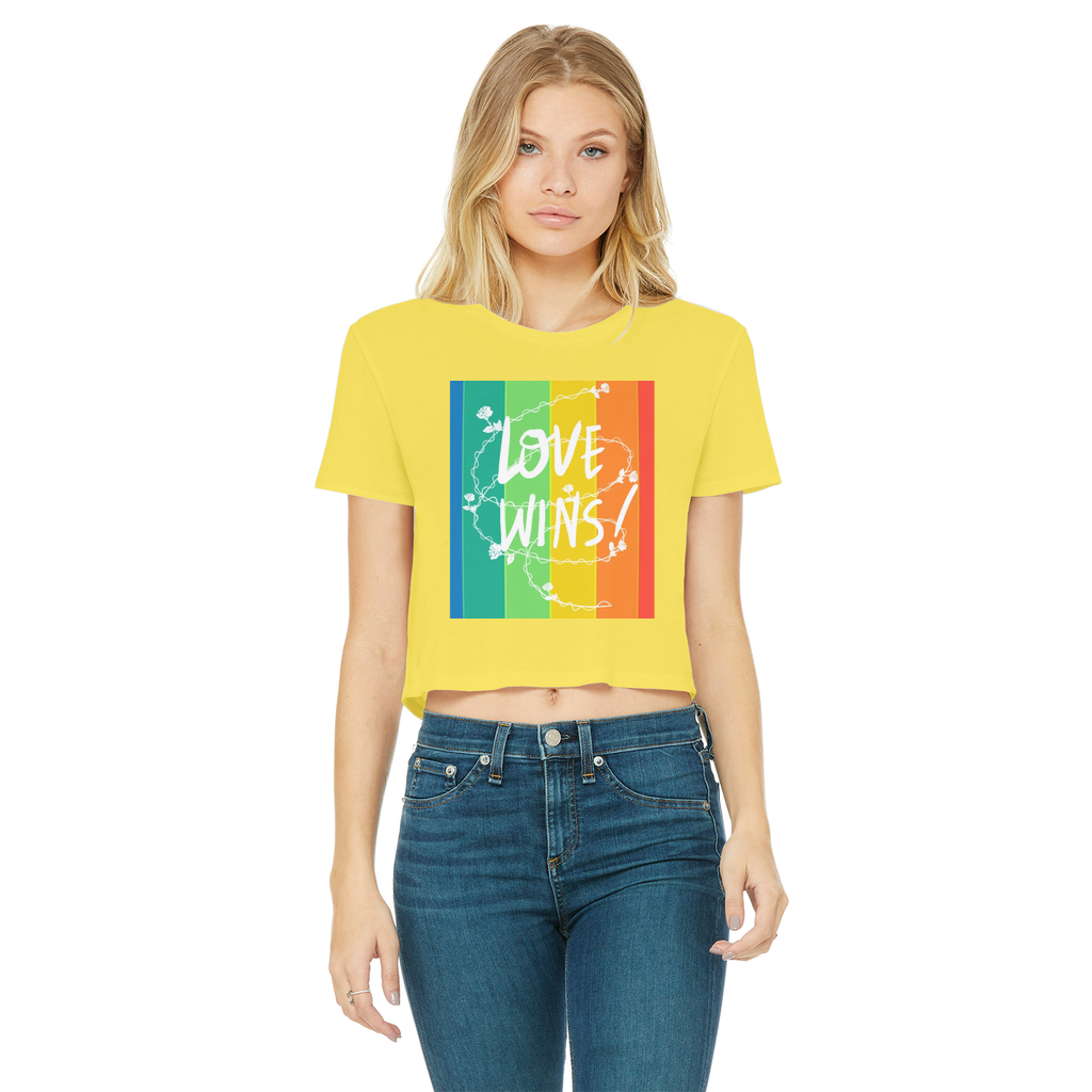 Love Wins Classic Women's Cropped Raw Edge T-Shirt - IAKAM