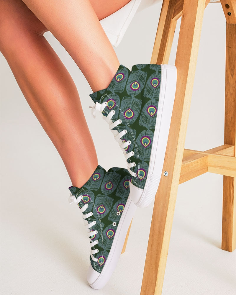 Peacock Tail Women's Hightop Canvas Shoe - IAKAM