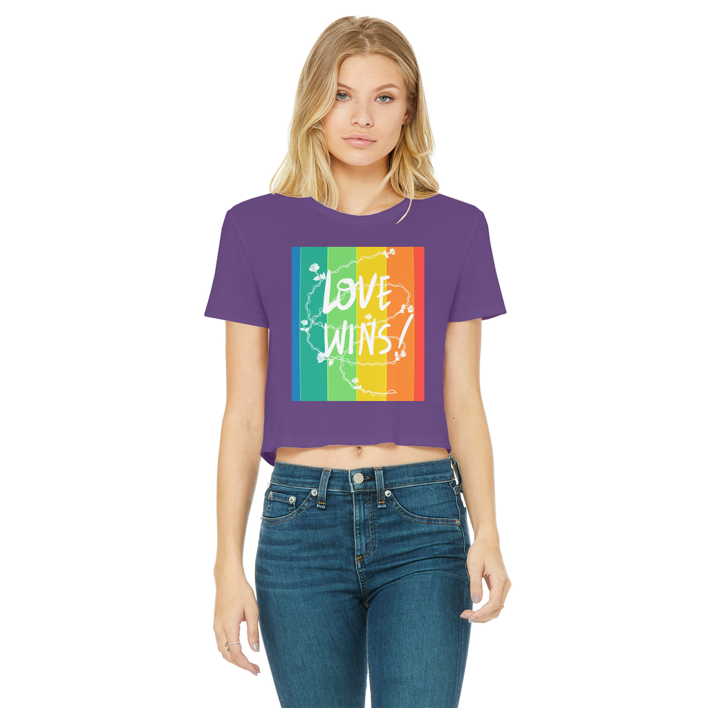 Love Wins Classic Women's Cropped Raw Edge T-Shirt - IAKAM