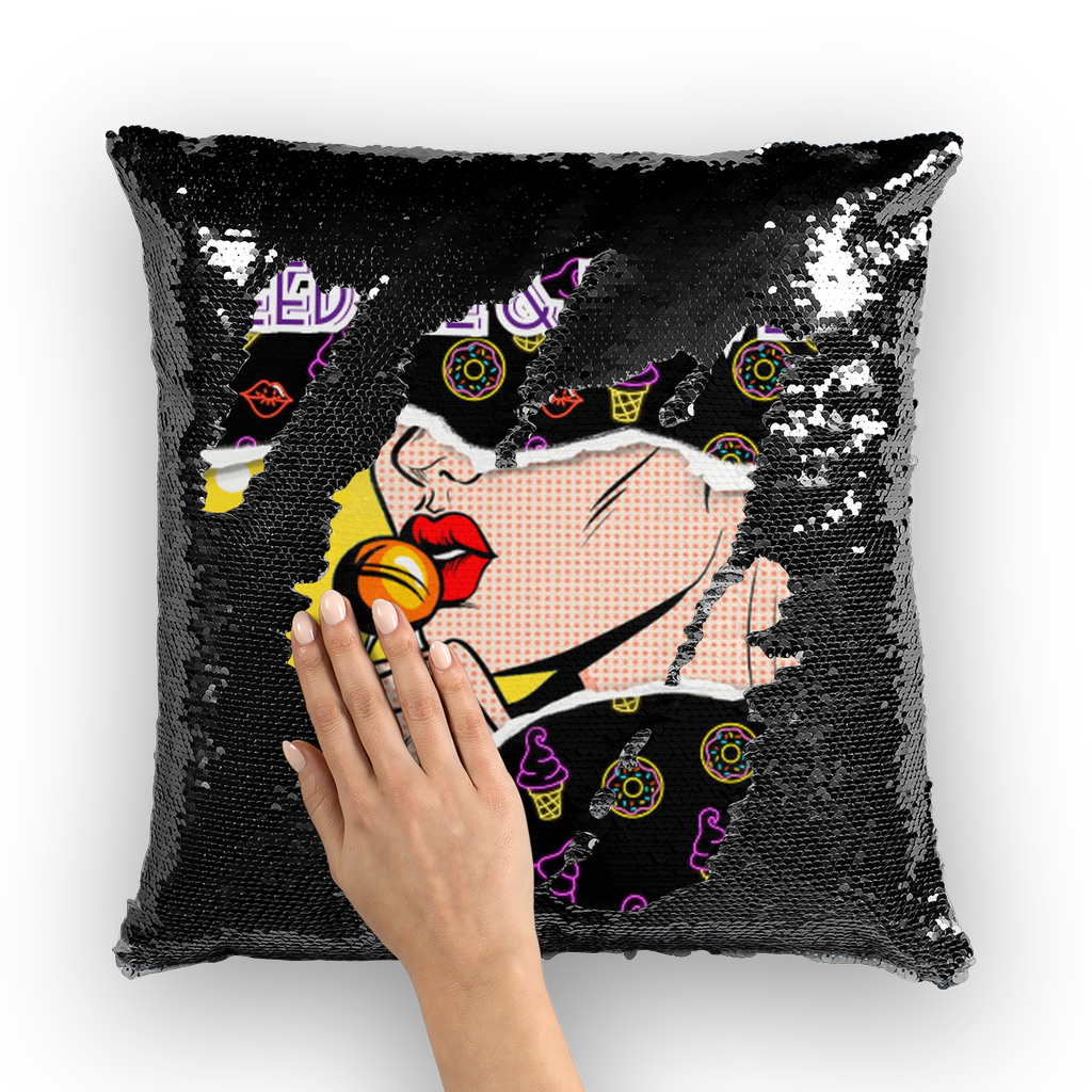 Feed Me Love Me Sequin Cushion Cover - IAKAM