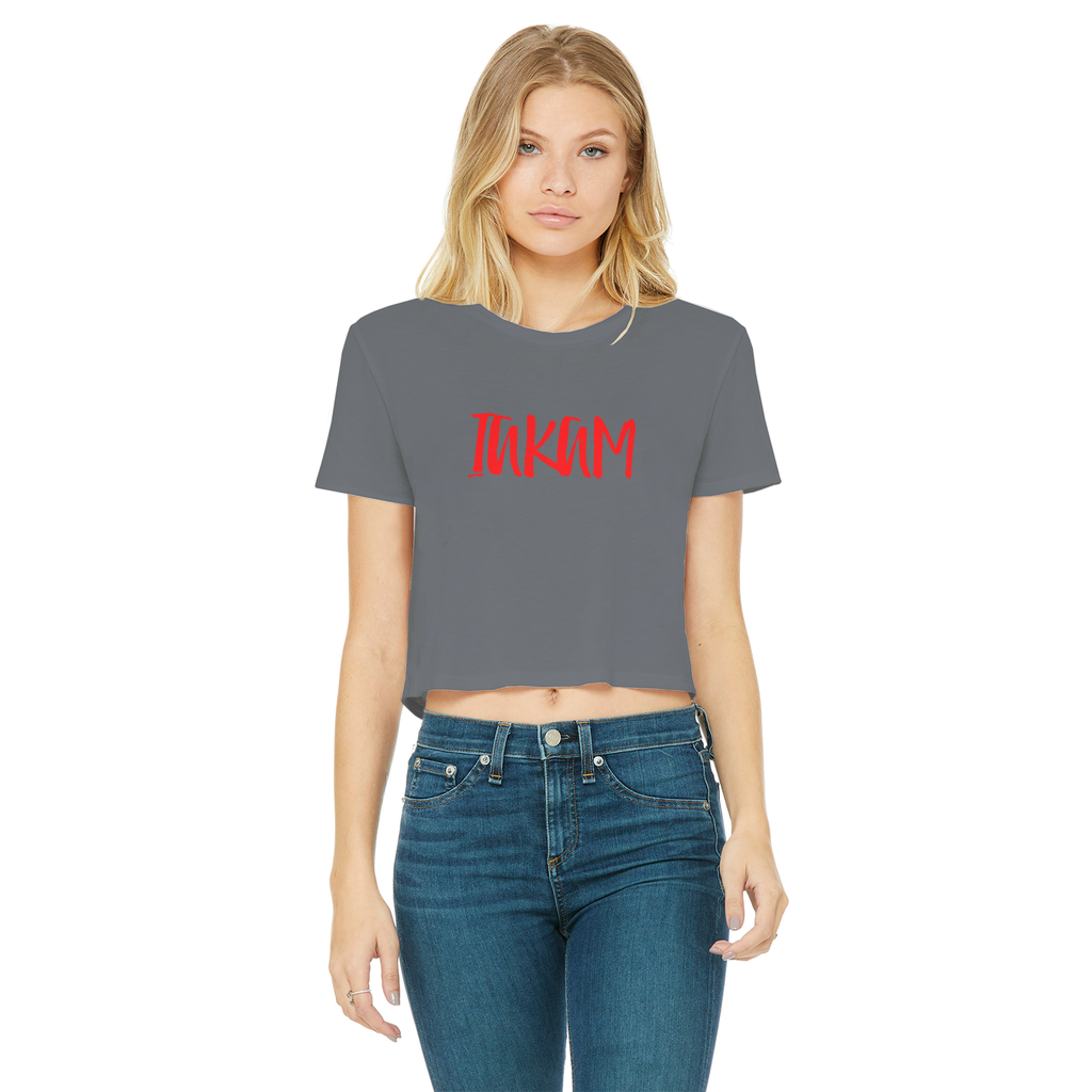 IAKAM Red Classic Women's Cropped Raw Edge T-Shirt - IAKAM