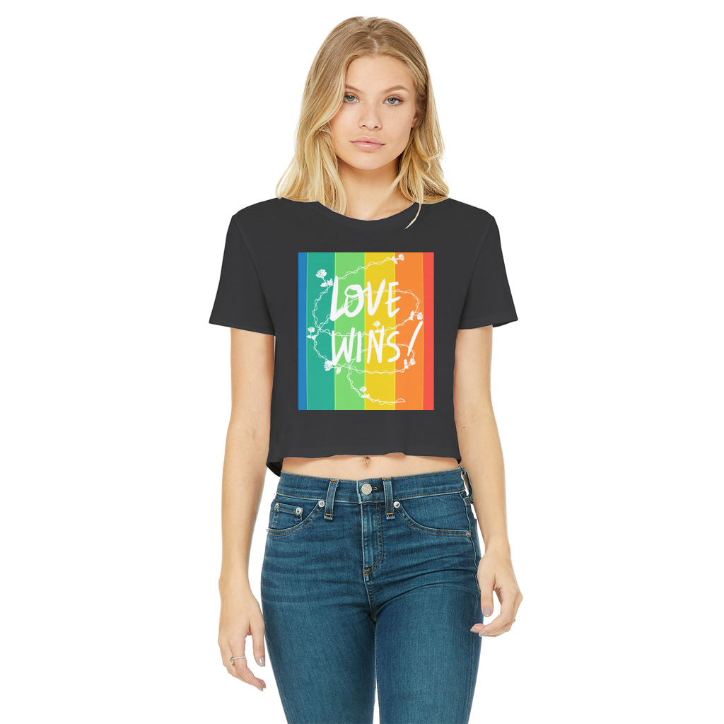 Love Wins Classic Women's Cropped Raw Edge T-Shirt - IAKAM