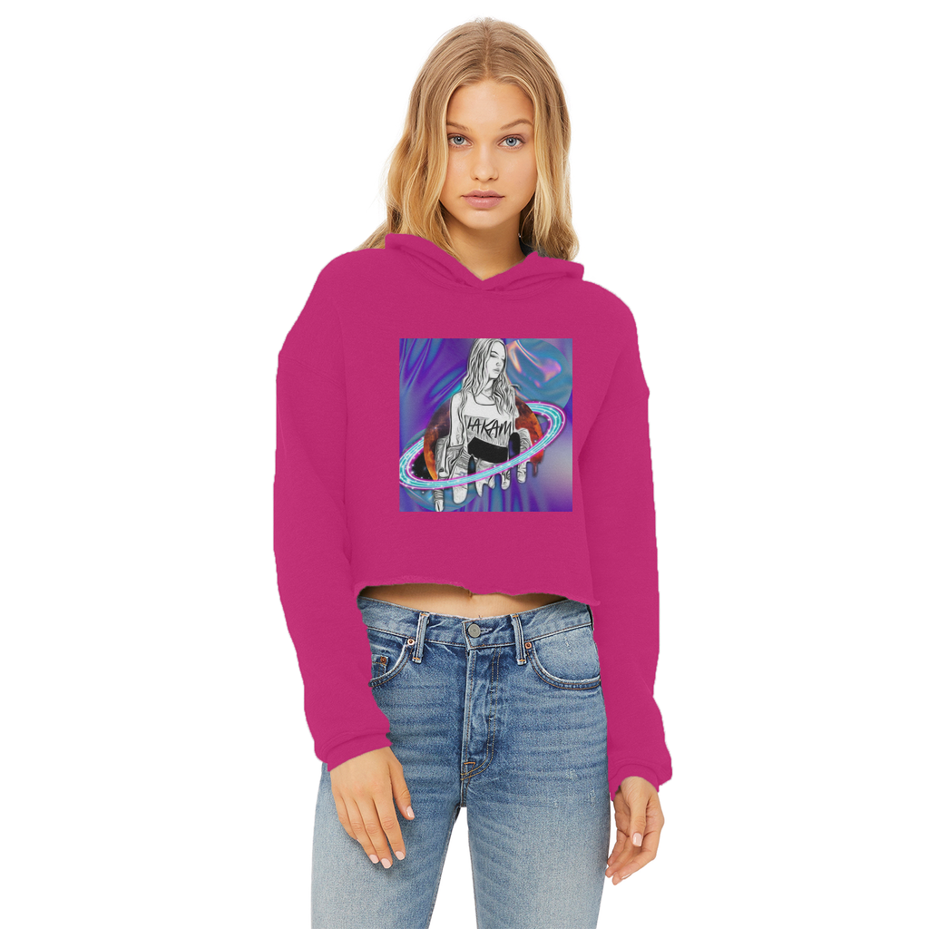 Outerspace3 Ladies Cropped Raw Edge Hoodie - IAKAM
