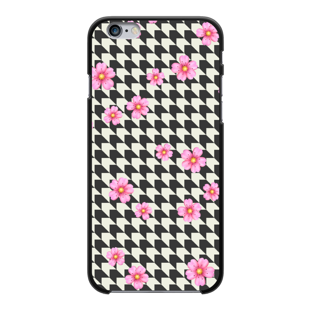 FLOWER PAT Back Printed Black Hard Phone Case - IAKAM