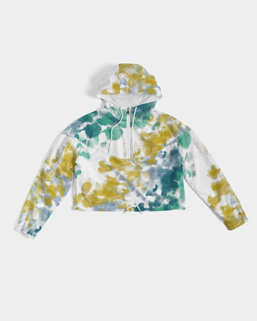 Abstract Women's Cropped Windbreaker - IAKAM