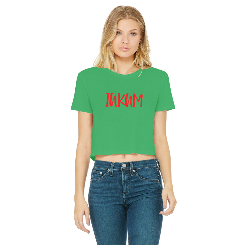 IAKAM Red Classic Women's Cropped Raw Edge T-Shirt - IAKAM