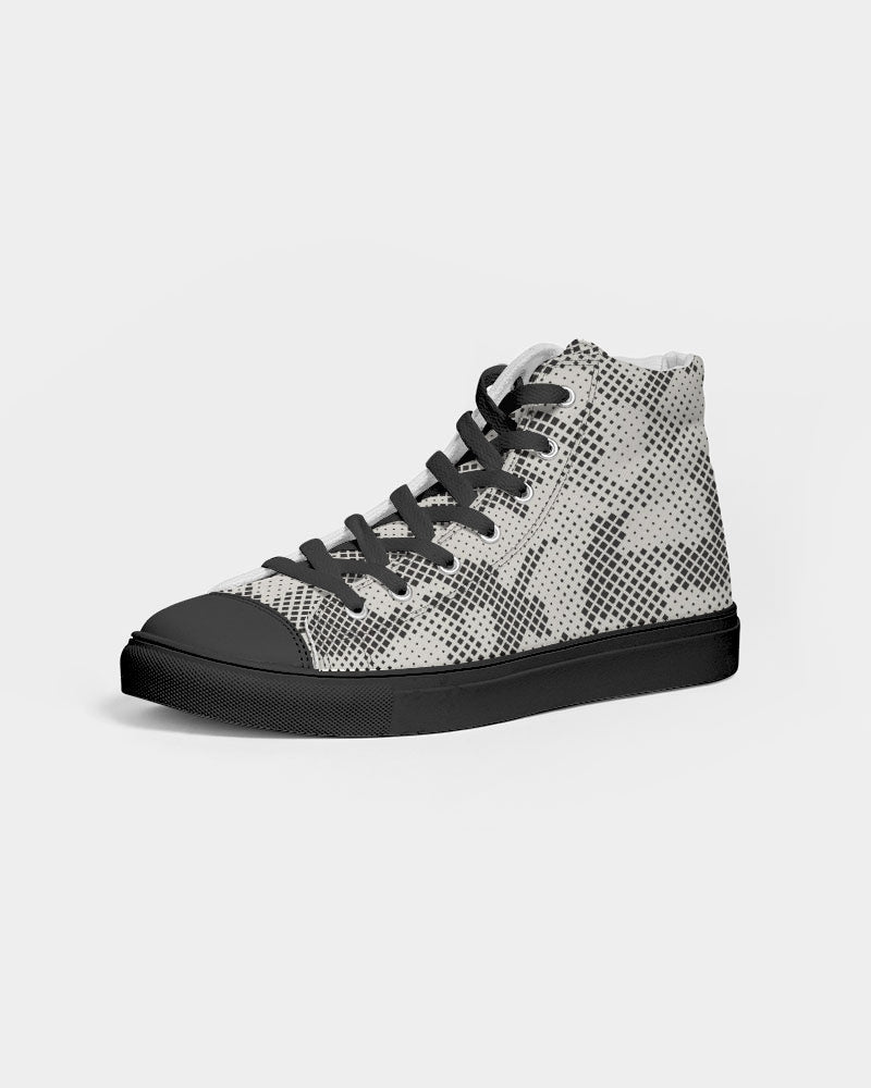 Diamond Camo Men's Hightop Canvas Shoe - Black - IAKAM