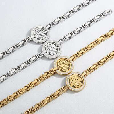 Stainless Steel Zircon Chain Bracelet - IAKAM