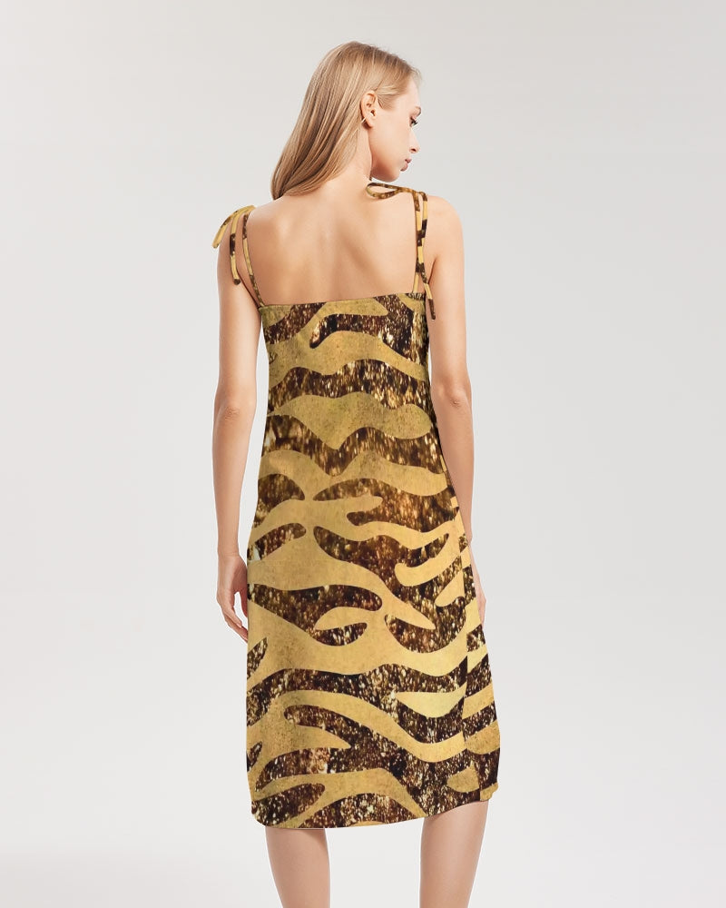 Golden Taz Women's Tie Strap Split Dress - IAKAM