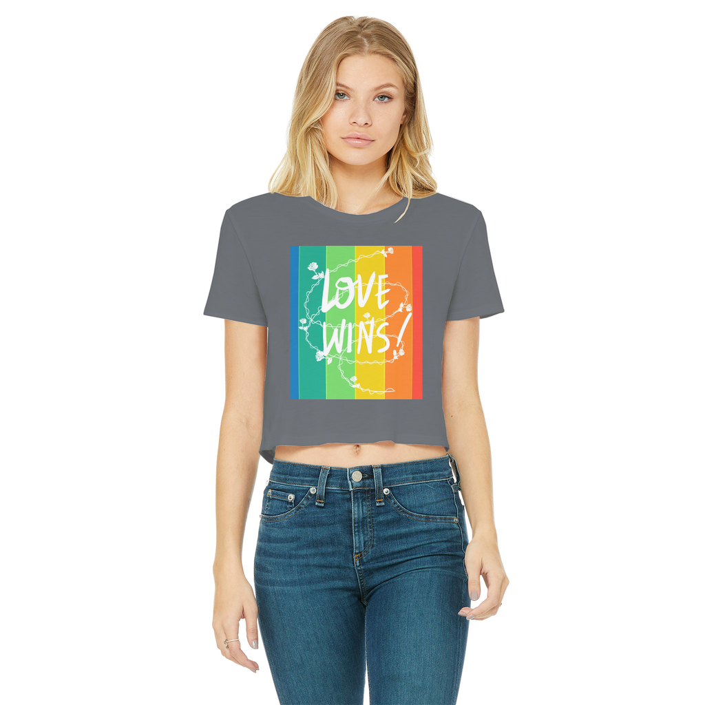 Love Wins Classic Women's Cropped Raw Edge T-Shirt - IAKAM