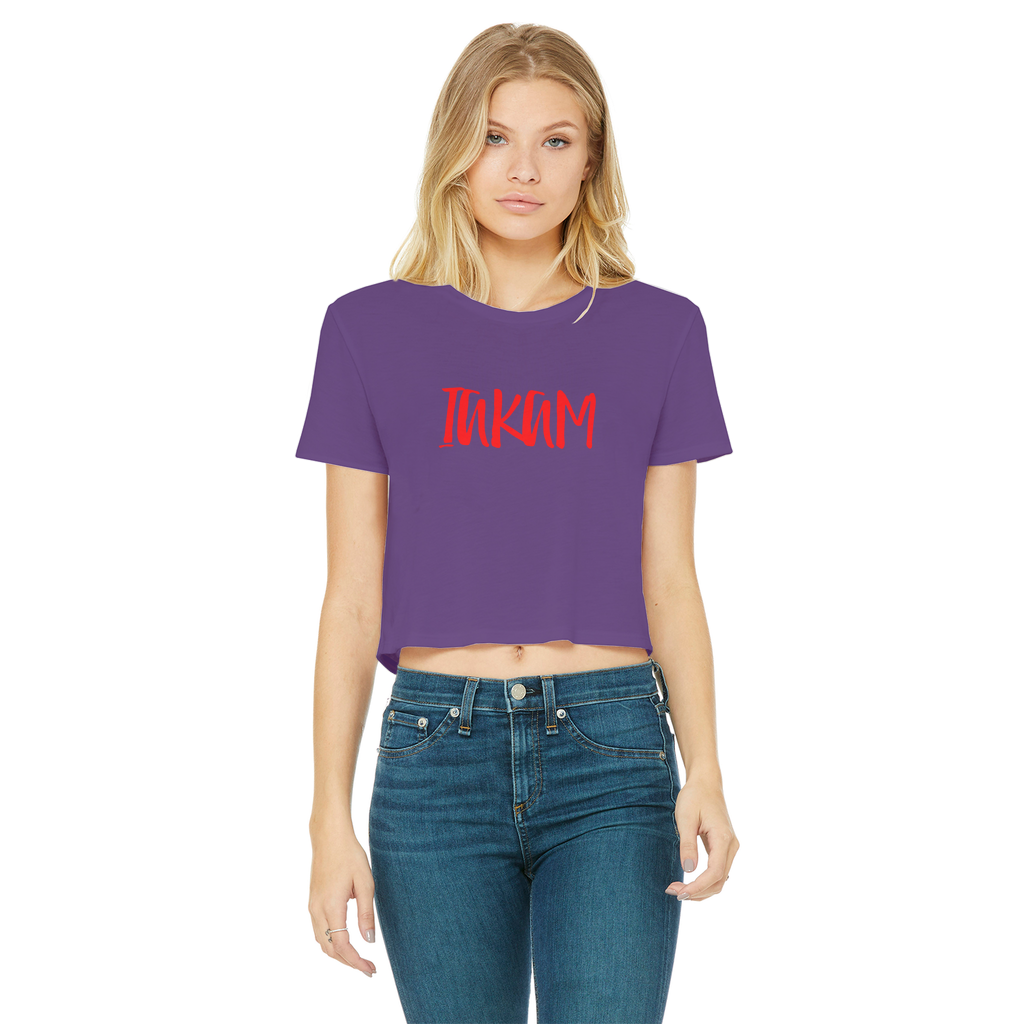 IAKAM Red Classic Women's Cropped Raw Edge T-Shirt - IAKAM