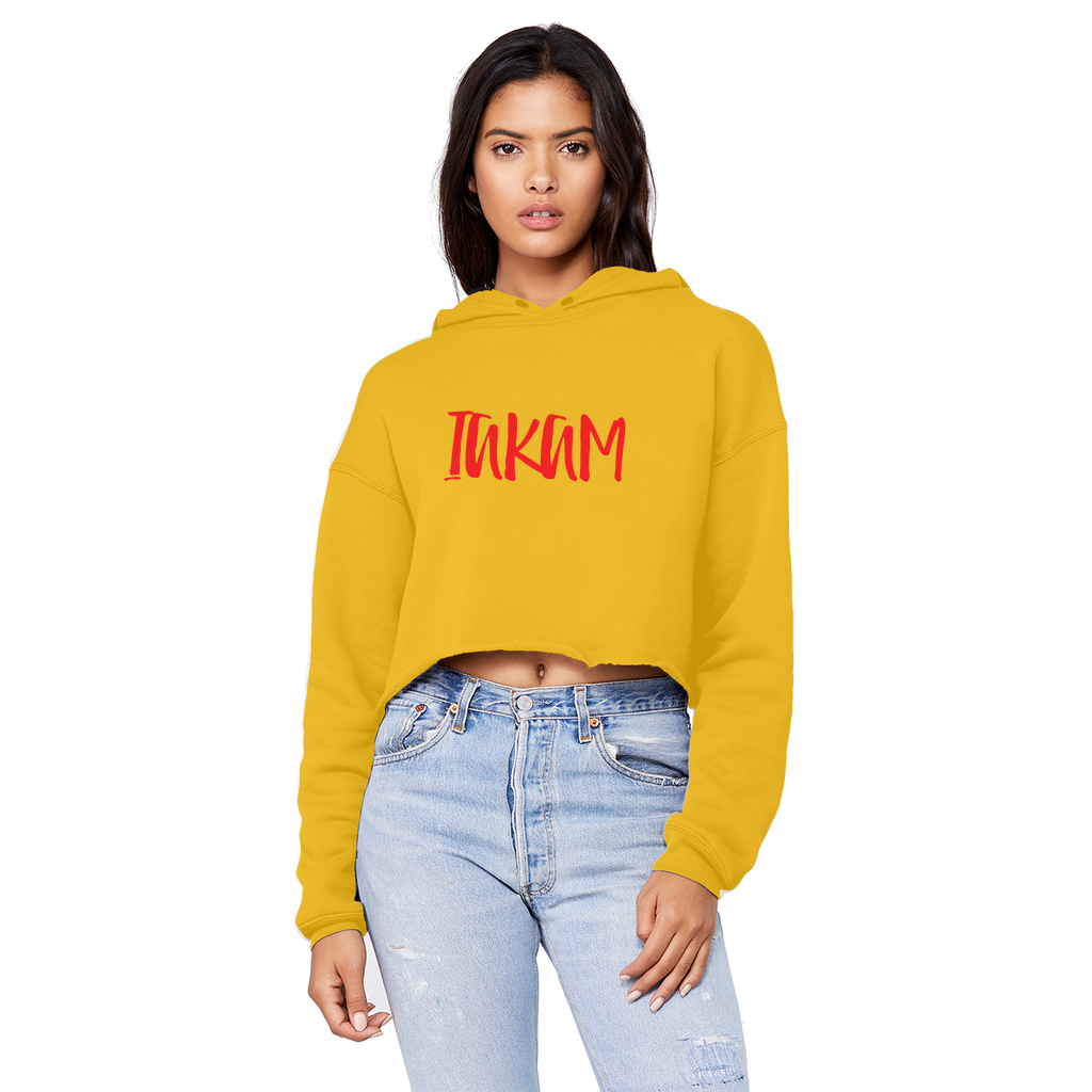 IAKAM Red Unisex Cropped Raw Edge Boyfriend Hoodie - IAKAM