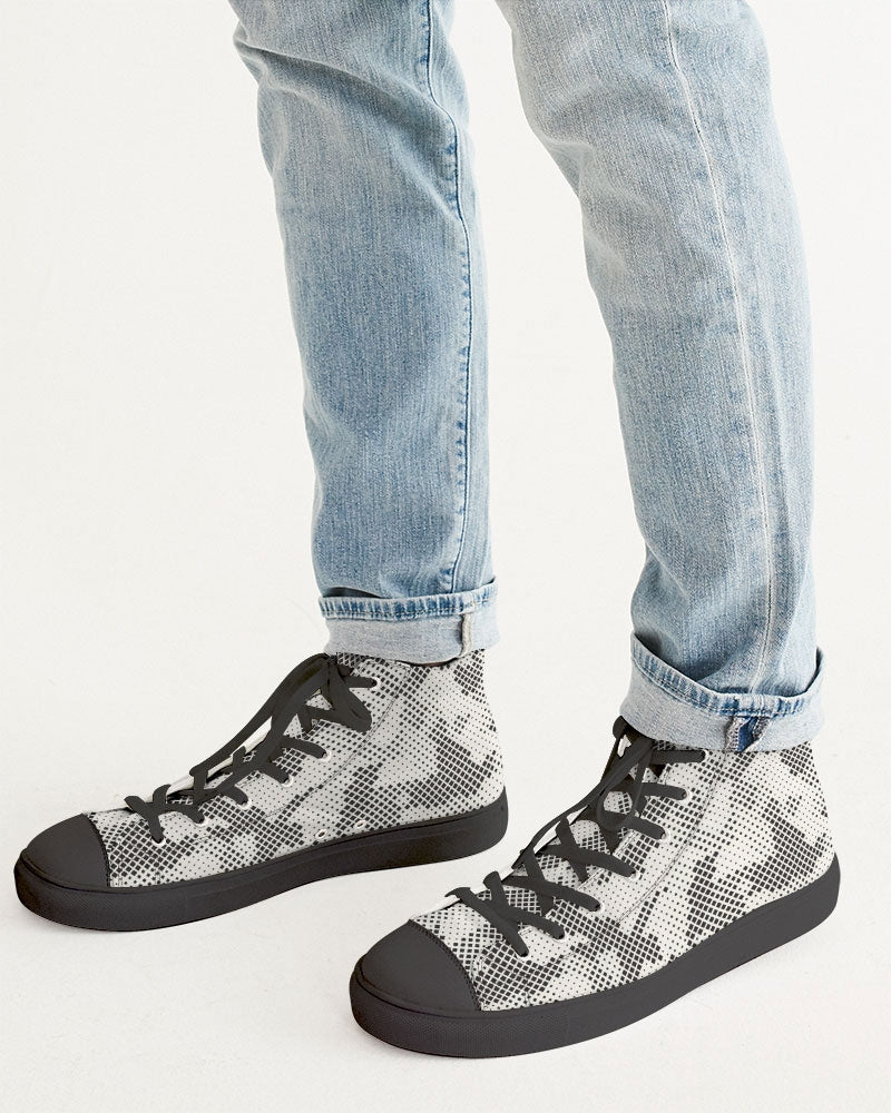Diamond Camo Men's Hightop Canvas Shoe - Black - IAKAM
