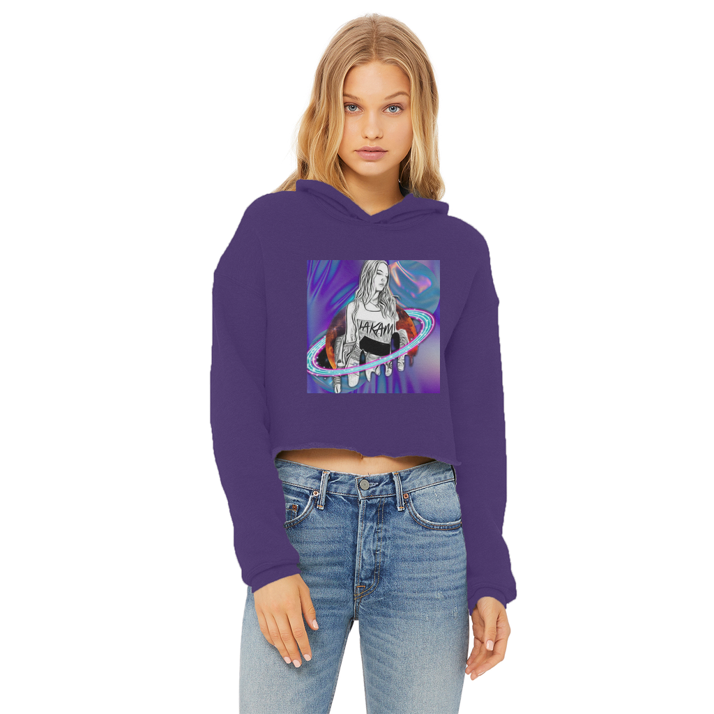 Outerspace3 Ladies Cropped Raw Edge Hoodie - IAKAM