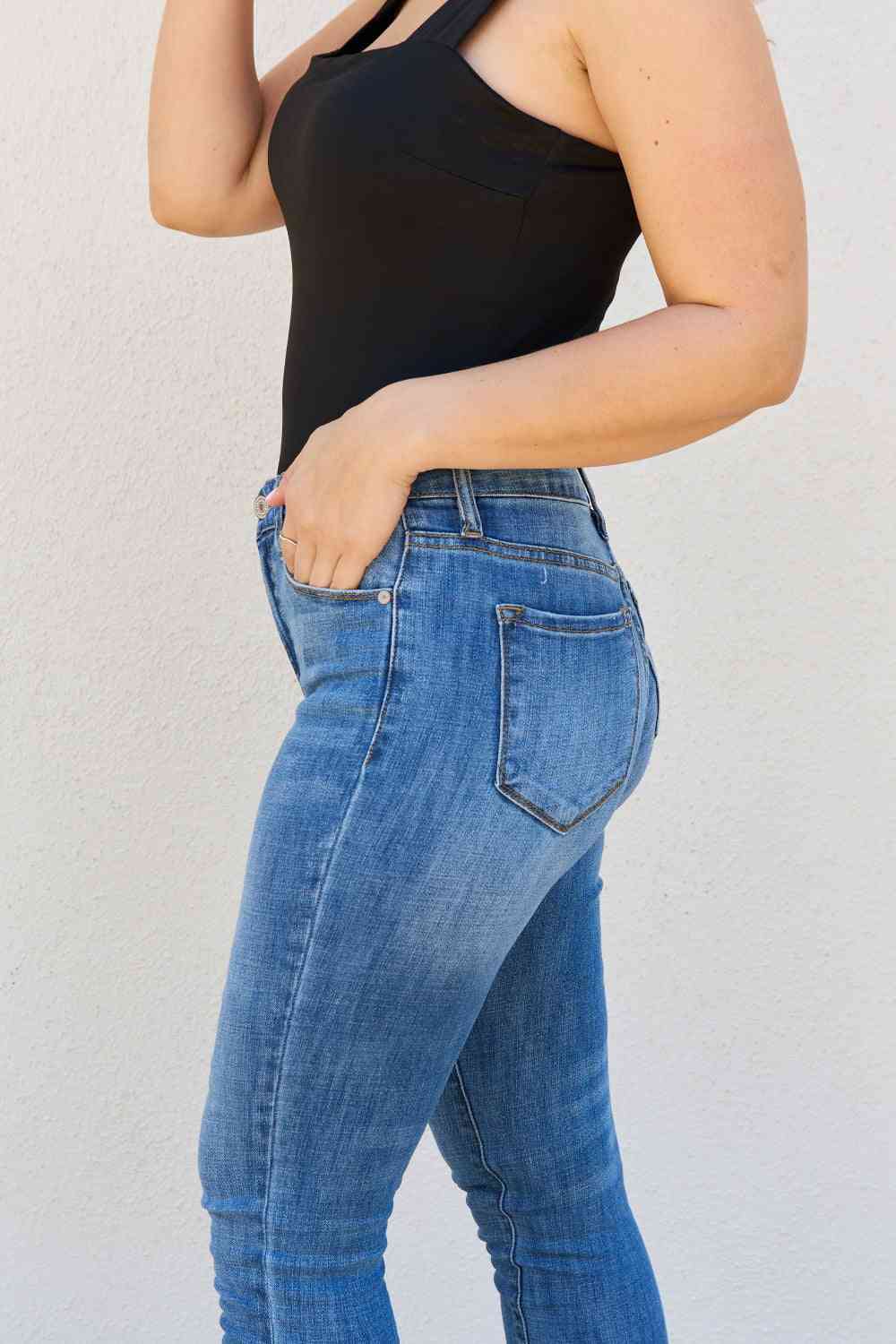 Kancan Lindsay Full Size Raw Hem High Rise Skinny Jeans - IAKAM