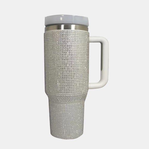 Rhinestone Stainless Steel Tumbler with Straw - IAKAM