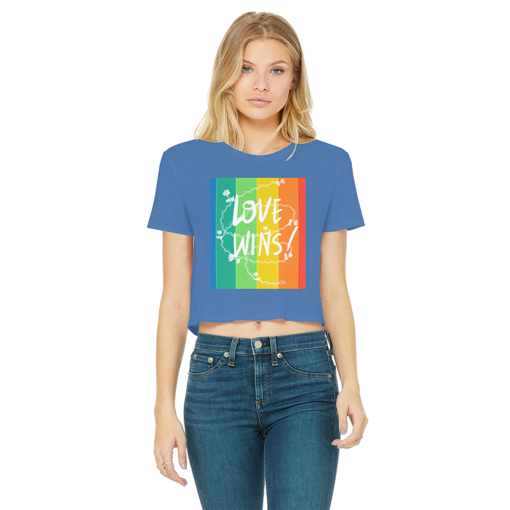 Love Wins Classic Women's Cropped Raw Edge T-Shirt - IAKAM