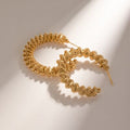 18K Gold-Plated Stainless Steel  Fashion C-Hoop Earrings - IAKAM