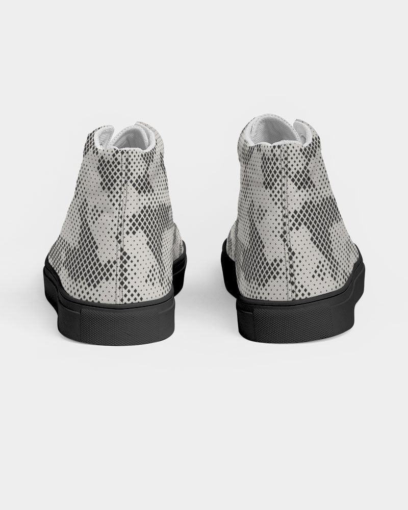 Diamond Camo Men's Hightop Canvas Shoe - Black - IAKAM