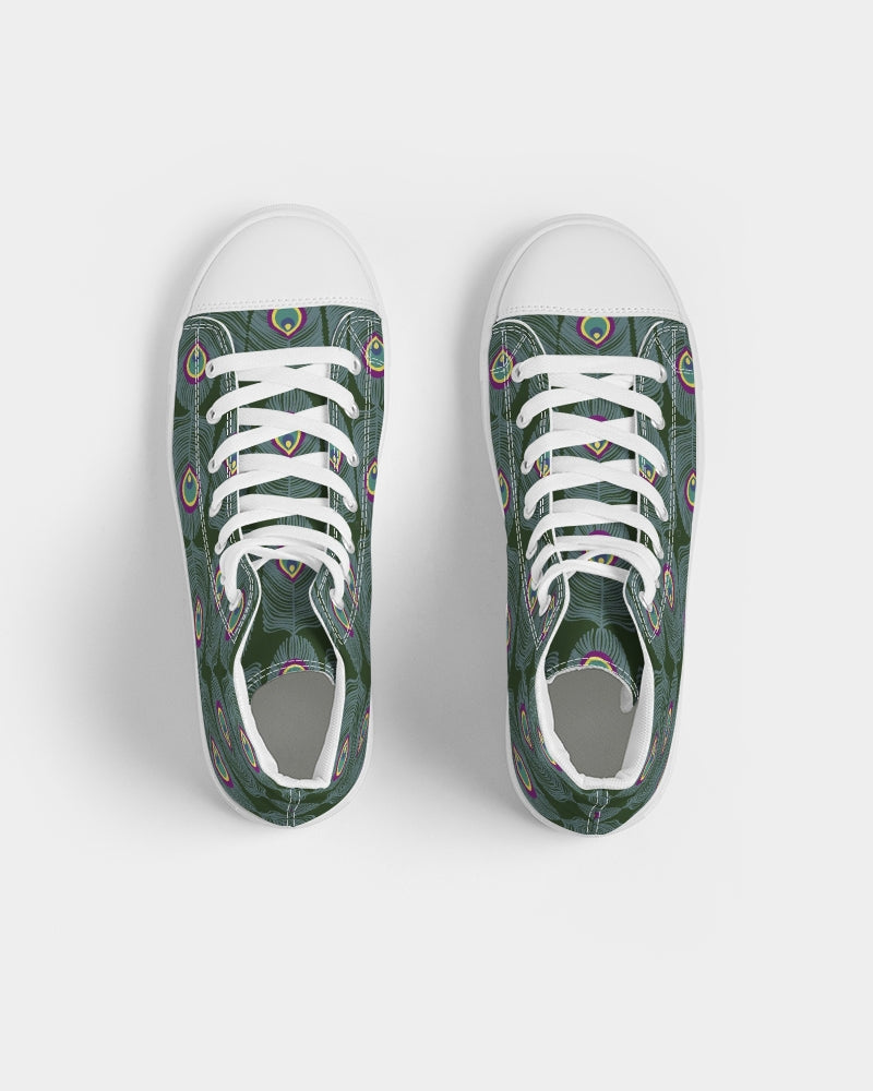 Peacock Tail Women's Hightop Canvas Shoe - IAKAM