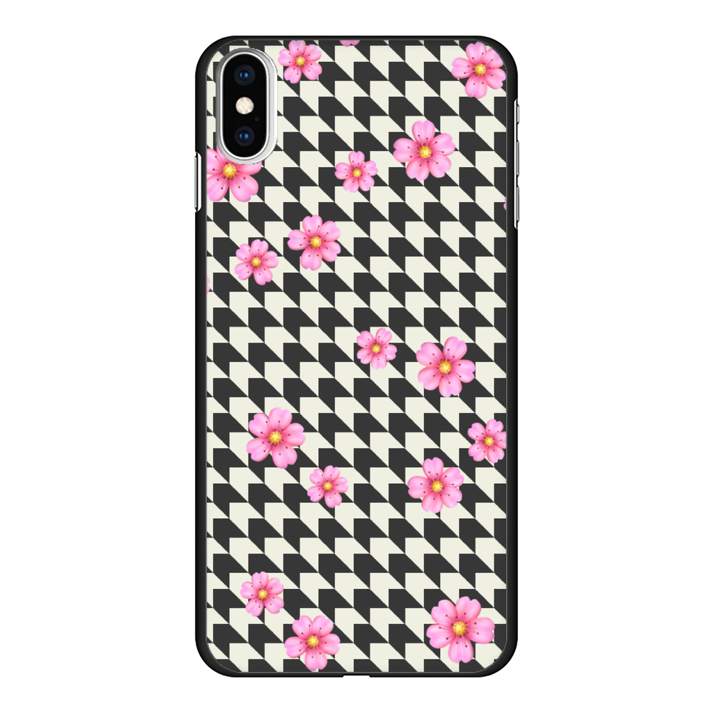 FLOWER PAT Back Printed Black Hard Phone Case - IAKAM