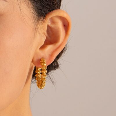 18K Gold-Plated Stainless Steel  Fashion C-Hoop Earrings - IAKAM
