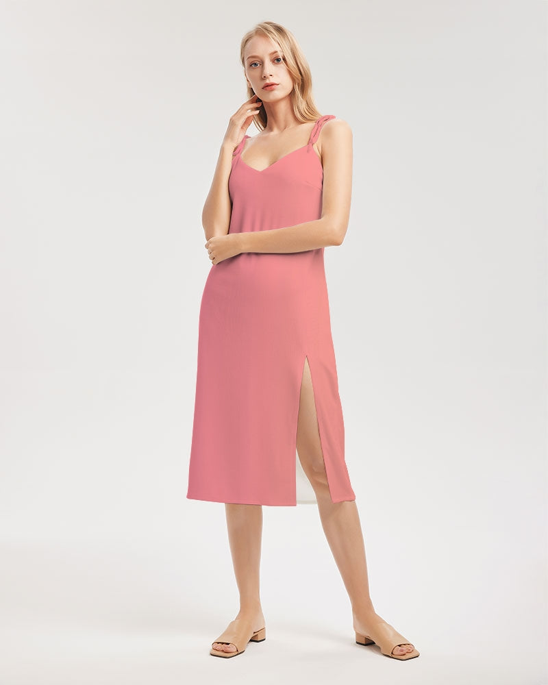 Fusion Women's All-Over Print Tie Strap Split Dress - IAKAM