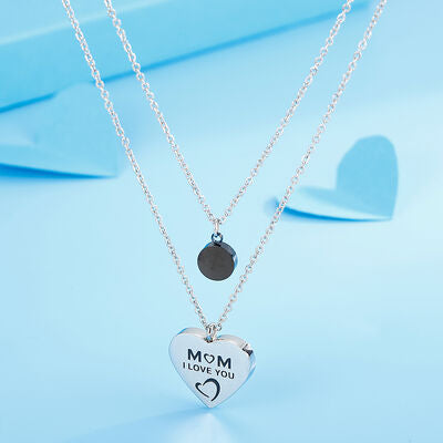 Stainless Steel Double-Layered Heart Pendant Necklace - IAKAM