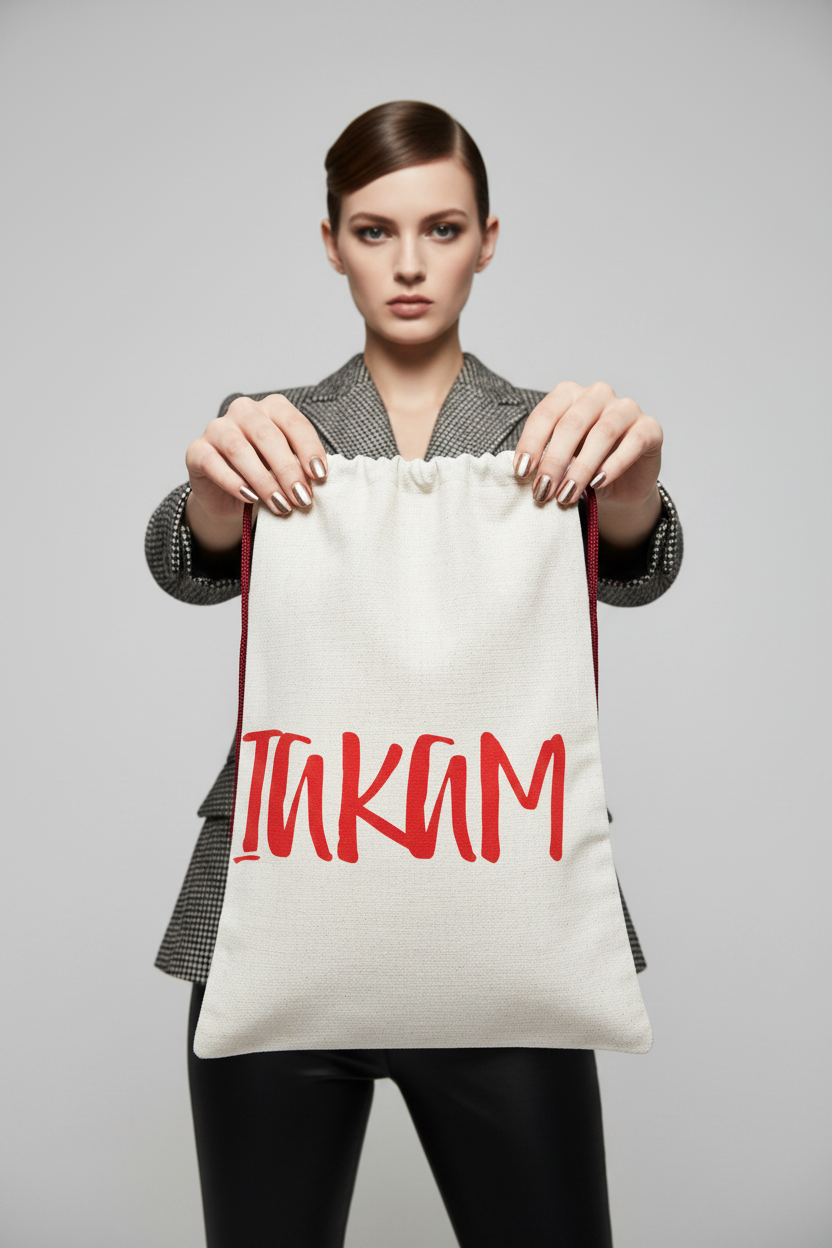 IAKAM Red Linen Drawstring Sack - IAKAM