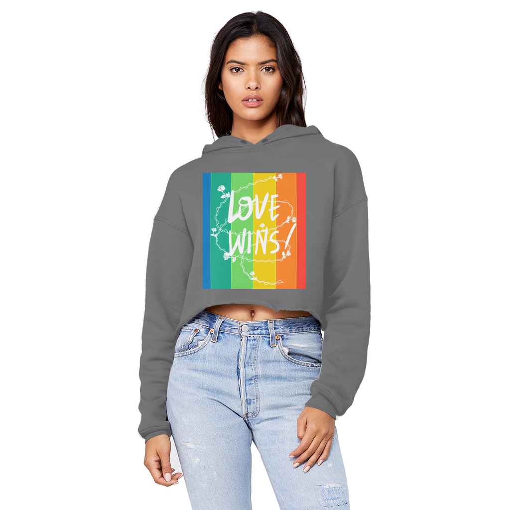 Love Wins Unisex Cropped Raw Edge Boyfriend Hoodie - IAKAM