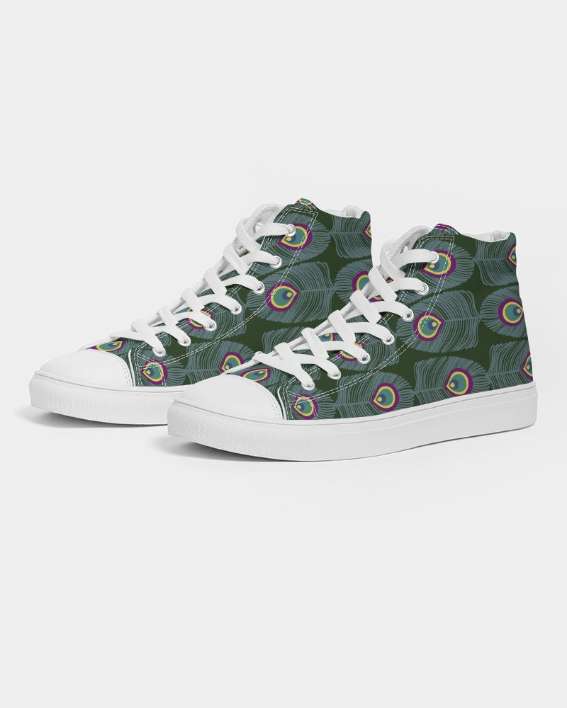 Peacock Tail Women's Hightop Canvas Shoe - IAKAM