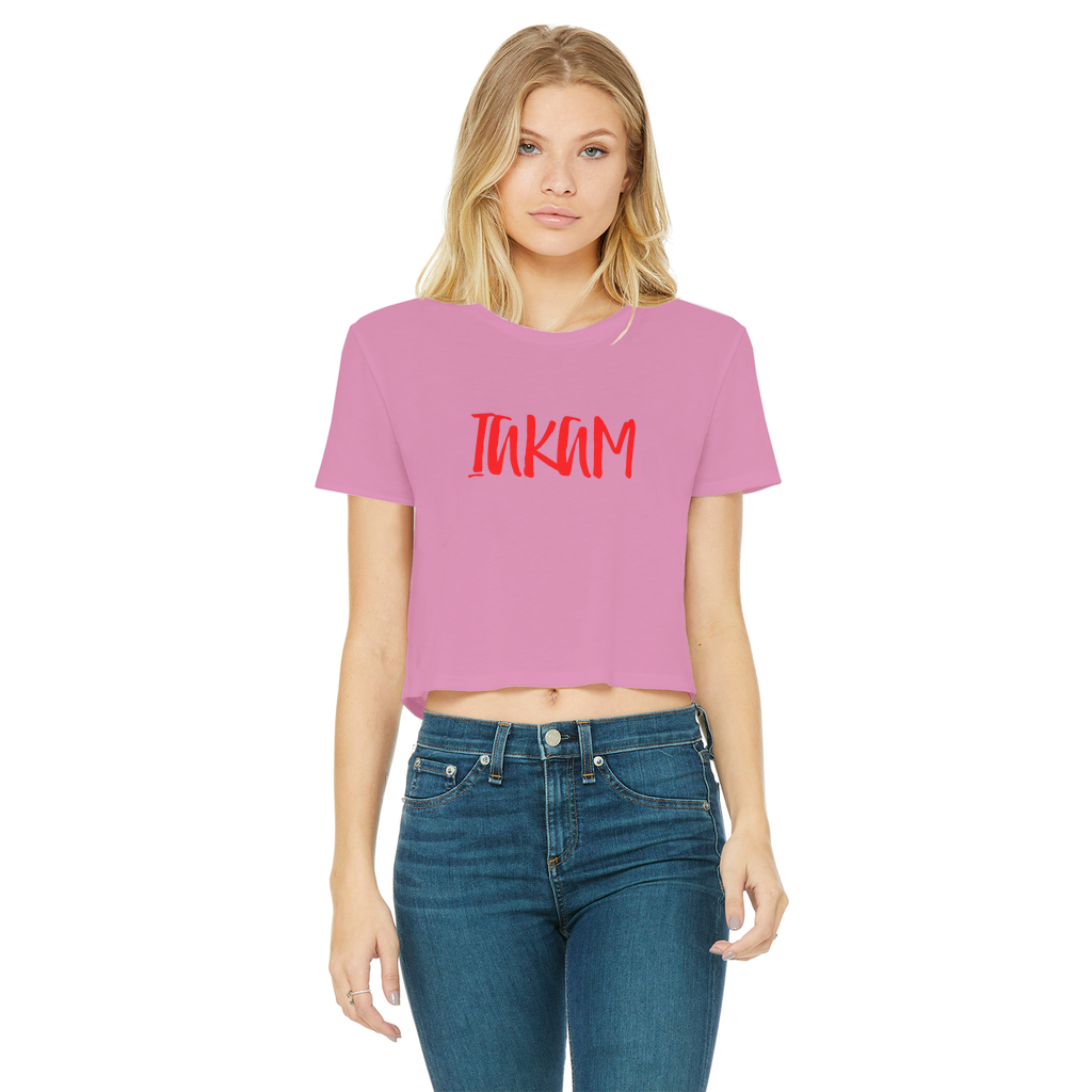 IAKAM Red Classic Women's Cropped Raw Edge T-Shirt - IAKAM