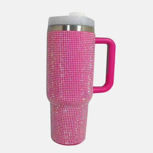 Rhinestone Stainless Steel Tumbler with Straw - IAKAM