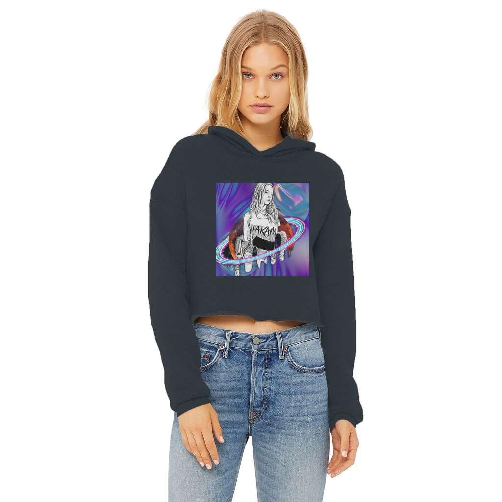Outerspace3 Ladies Cropped Raw Edge Hoodie - IAKAM