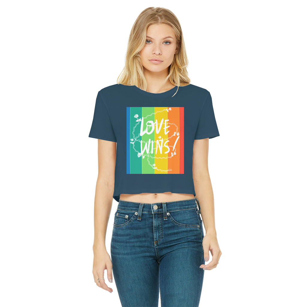 Love Wins Classic Women's Cropped Raw Edge T-Shirt - IAKAM