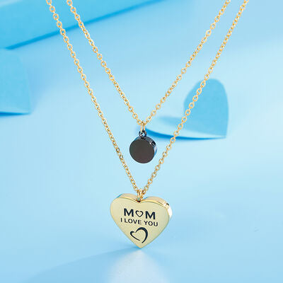 Stainless Steel Double-Layered Heart Pendant Necklace - IAKAM
